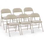 Foldable Chair Set of 6 with Padded Seat Seat and Fabric Covered Backrest
