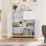 Kitchen Sideboard Buffet Cabinet Coffee Bar Cabinet with 2 Drawers 2 Doors and 3 Adjustable Shelves