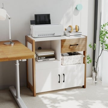 Kitchen Storage Cabinet with Drawer Pull-Out Shelf and 2 Doors