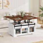 Lift Top Coffee Table with 2 Sliding Barn Doors