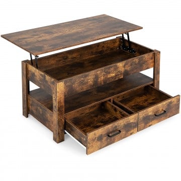 Lift Top Coffee Table with 2 Storage Drawers and Hidden Compartment Lift Top Coffee Table with 2 Storage Drawers and Hidden Compartment