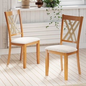 Linen Fabric Upholstered Wooden Dining Chair Set of 2 with Rubber Wood Frame for Dining Room Linen Fabric Upholstered Wooden Dining Chair Set of 2 with Rubber Wood Frame for Dining Room