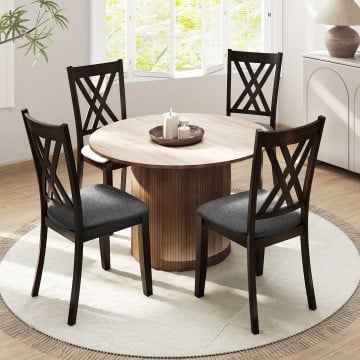 Linen Fabric Upholstered Wooden Dining Chair Set of 4 with Rubber Wood Frame for Dining Room Linen Fabric Upholstered Wooden Dining Chair Set of 4 with Rubber Wood Frame for Dining Room