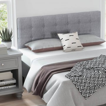 Linen Upholstered Headboard with Solid Rubber Wood Legs Linen Upholstered Headboard with Solid Rubber Wood Legs