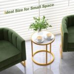 Marble Top Round Side Table 16-Inch End Table with Golden Metal Frame