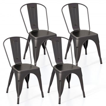 Metal Dining Chairs Set of 4 with Removable Backrest for Dining Room Restaurant Living Room