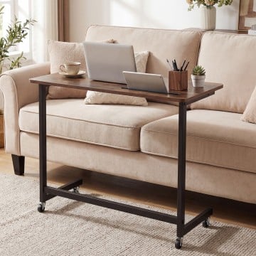 Mobile Side Table Rolling Laptop Desk Cart with Tablet Slot