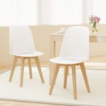 Modern Dining Chair Set of 2 with Solid Beech Wood Legs and Tilt Backrest