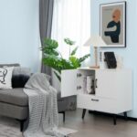 Modern Floor Storage Cabinet with 2 Doors and 1 Pull-out Drawer