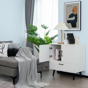Modern Floor Storage Cabinet with 2 Doors and 1 Pull-out Drawer