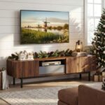 Modern Mid Century TV Cabinetfor TVs up to 82" with Drawer
