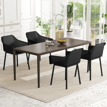 Modern Plastic Dining Chairs Set of 4 Kitchen Armchairs with Breathable Mesh Backrest