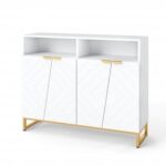 Modern Sideboard Cabinet with 4 Doors and Adjustable Shelves