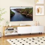 Modern TV Stand for 80 Inches TVs with Storage Shelves and Cabinets
