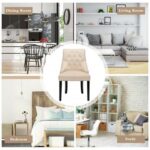 Modern Upholstered Button-Tufted Dining Chair with Naild Trim