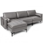 Modular Modern L-shaped 3-Seat Sectional Sofa with Reversible Chaise and 2 USB Ports
