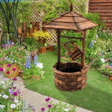 Patio Wooden Water Fountain with Electric Pump