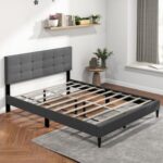 Queen Size Upholstered Platform Bed with Button Tufted Headboard