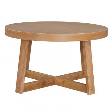 Round Coffee Table for Living Room 30 inch Farmhouse Accent Table with Study Rubber Wood Legs