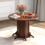 Round Dining Table with Pedestal Base for 4-6 People