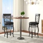 Set of 2 26 Inch Bar Stool with Backrest and Footrest