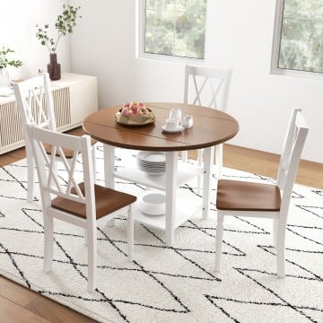 Set of 2/4 Wooden Farmhouse Kitchen Chairs with Rubber Wood Seat