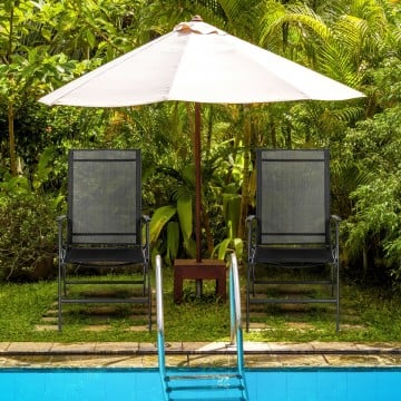 Set of 2 Adjustable Portable Patio Folding Dining Chair Recliners