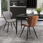 Set of 2 Armless Dining Chair Modern Accent Chairs with Curved Backrest