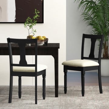 Set of 2 Kitchen Dining Chair with Linen Fabric and Storage Space