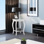 Set of 2 Side Table Night Stand with Shelf