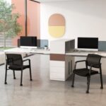 Set of 2 Stackable Rolling Office Chairs with Mesh Backrest