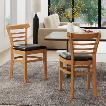 Set of 2 Wooden Dining Chair with Rubber Wood Legs for Restaurant Set of 2 Wooden Dining Chair with Rubber Wood Legs for Restaurant