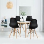 Set of 4 Modern Armless Dining Chairs Plastic Chairs with Wood Legs