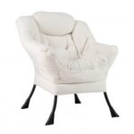 Sherpa Upholstered Accent Chair with Cozy Head Pillow