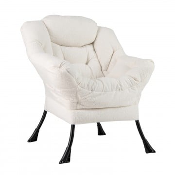 Sherpa Upholstered Accent Chair with Cozy Head Pillow