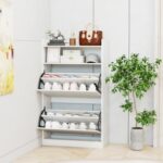 Shoe Storage Cabinet Hidden Shoe Rack with 2 Flip Drawers Adjustable and Removable Shelves