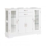 Sideboard Buffet Server Storage Cabinet with 2 Drawers and Glass Doors