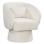 Swivel Accent Chair Upholstered Barrel Chair with Curved Back and Removable Lumbar Pillow