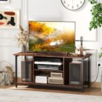 TV Stand Entertainment Center with Open Storage Shelves and Power Outlets to 50 Inches