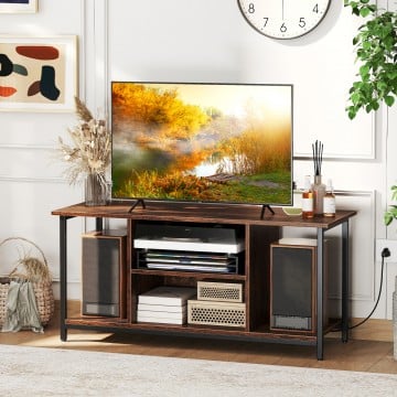 TV Stand Entertainment Center with Open Storage Shelves and Power Outlets to 50 Inches