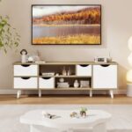 TV Stand for TVs up to 55” Television Cabinet w/ 4 Drawers & 2 Open Shelves