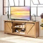TV Stand Media Center Console Cabinet with Sliding Barn Door for TVs Up to 65 Inch