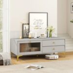 TV Stand with Compartment and Drawers for 55 Inch TV