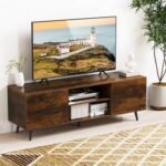 TV Stand with Power Outlets and Adjustable Shelf for 60 Inch TVs