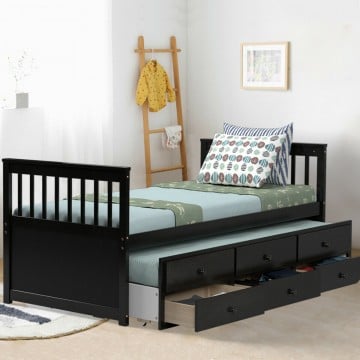 Twin Captains Bed with Trundle and 3 Storage Drawers