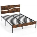Twin/Full/Queen/King Metal Bed Frame with Wooden Headboard and Footboard