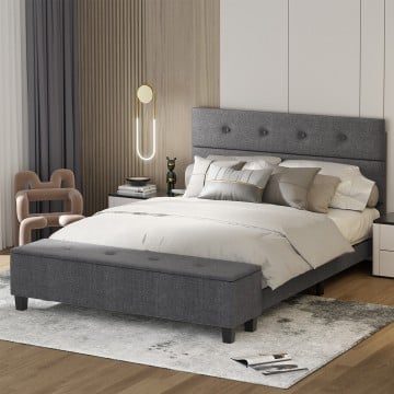 Twin/Full/Queen Upholstered Bed Frame with Ottoman Storage