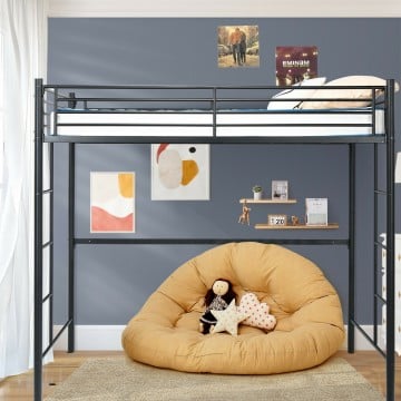 Twin Loft Bed Frame with 2 Ladders Full-length Guardrail Twin Loft Bed Frame with 2 Ladders Full-length Guardrail