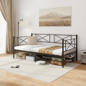 Twin Size Platform Bed with Heavy-duty Metal Slat Support