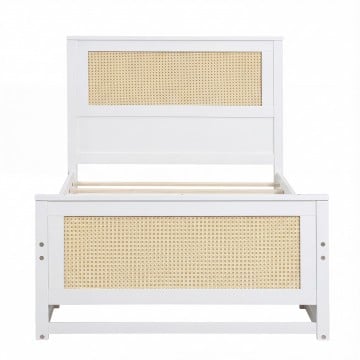 Twin Size Rattan Bed Frame with Storage Drawers